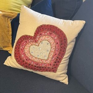 Pier 1 Beaded Heart Pillow